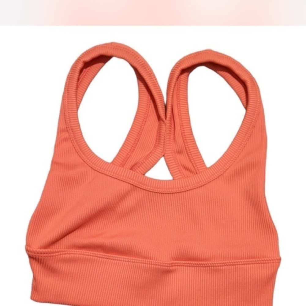 Zara Peach Ribbed Sports Bra